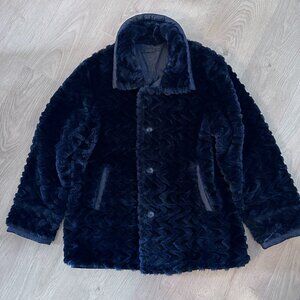 Faux Fur / Teddy Jacket sz L-XL - Midnight Blue